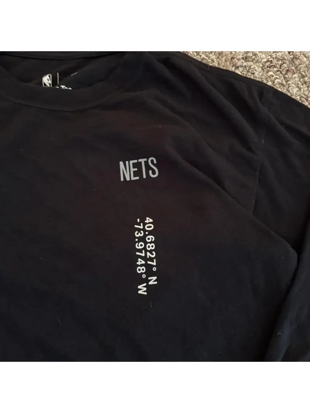 Men’s Brooklyn Nets Nike Long Sleeve Graphic T-Shirt Black Streetwear Size Small